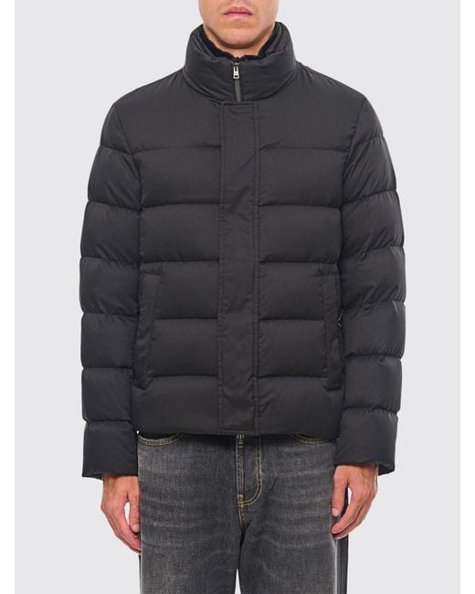 Herno Gray High Neck Quilted Down Jacket for men