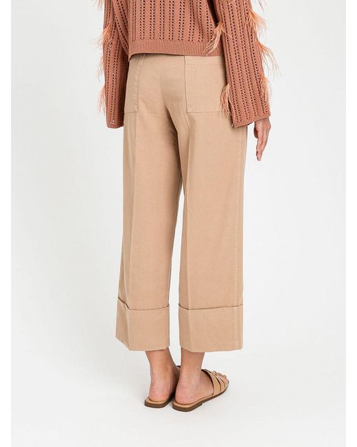 Twinset Natural Cropped Cotton Pants