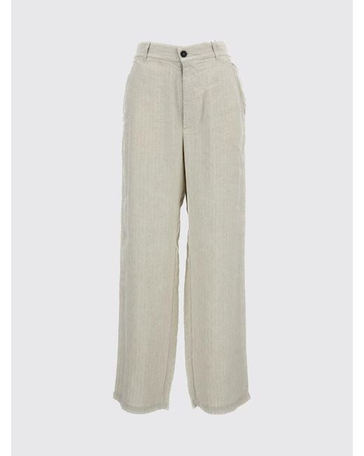 Barena White Wide-Leg Linen Blend Trousers