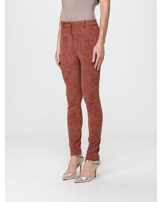 Alberta Ferretti Red High-Waisted Skinny Stretch Velvet Trousers