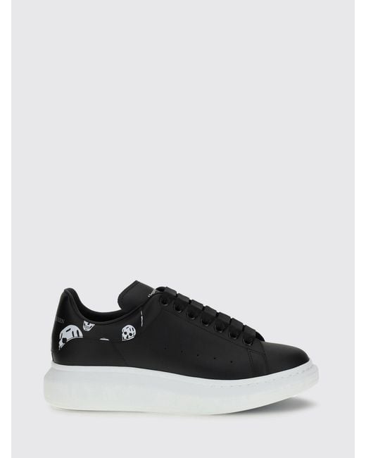 McQueen Black Oversize Leather Sneakers With Skull Print for men