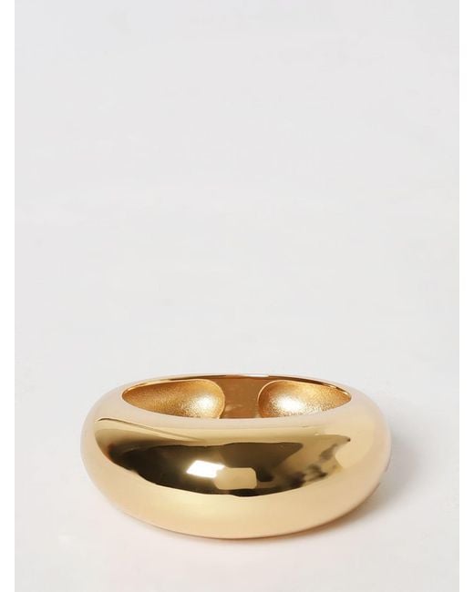 Frankie Shop Natural Polished Brass Bangle Bracelet With Embossed Logo