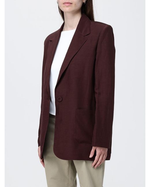 Hanita Purple Linen Blend Single-Breasted Blazer