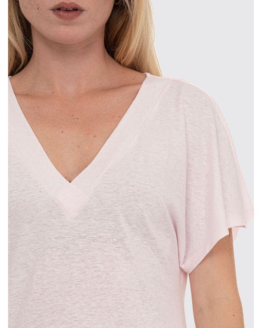 Boss White Linen V Neck T-Shirts