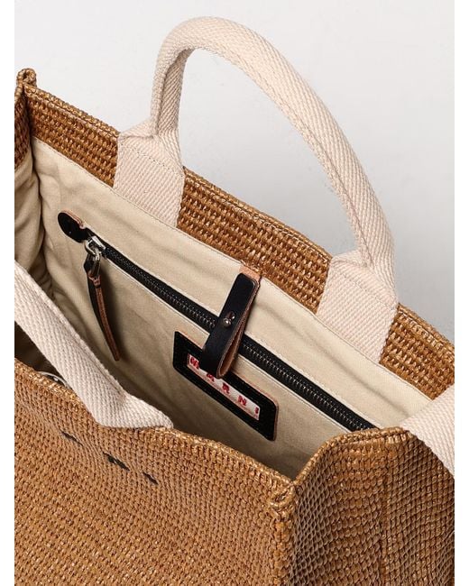 Marni Natural Tropicalia Woven Raffia Tote Bag