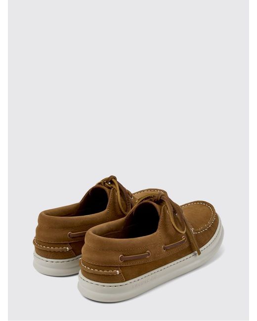 Camper Brown Runner Suede Boat Loafers for men