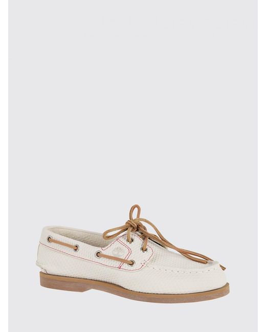 Timberland White Classic Boat Embossed Leather Loafers