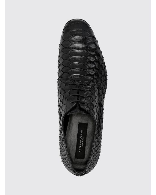 Philipp Plein White Python Leather Derby Shoes for men