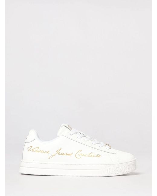 Versace Jeans Couture Natural Leather Sneakers With Logo