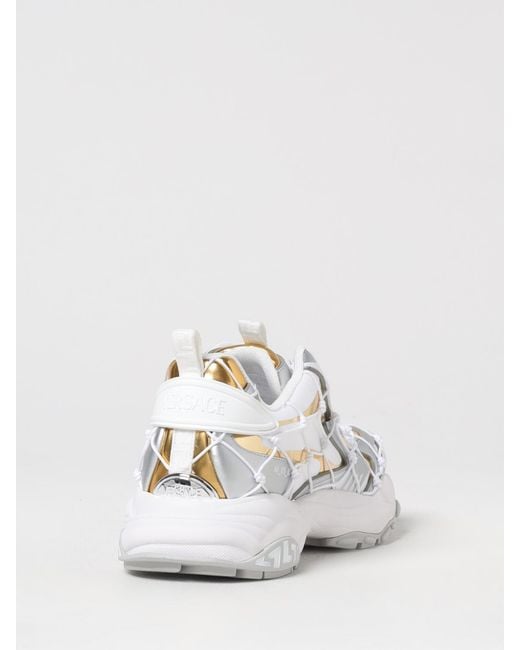 Versace Gray Color-Block Sneakers With Metallic Accents for men