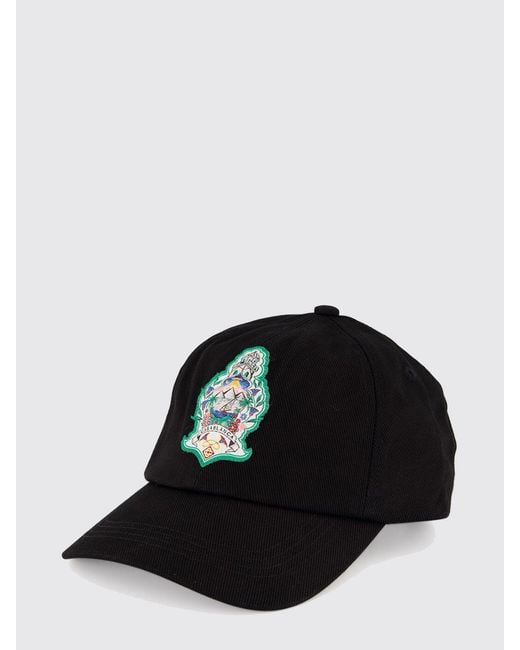 Casablanca Black Cotton Baseball Cap With Embroidered Logo And Adjustable Strap for men