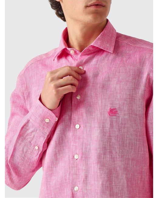 Etro Pink Linen Shirt for men