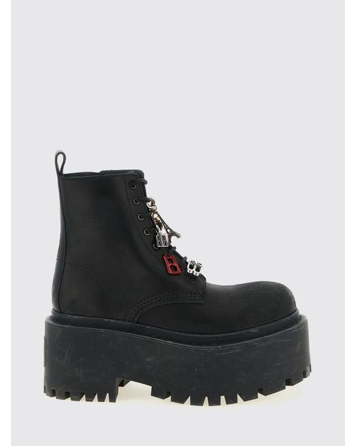 Balenciaga Black Strike Platform Ankle Boots With Charms