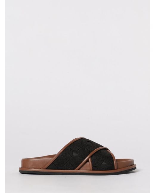 Max Mara Black Canvas And Leather Sandals