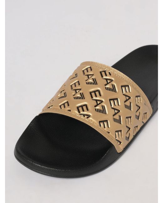 EA7 Metallic Rubber Sliders With Printed Logo for men