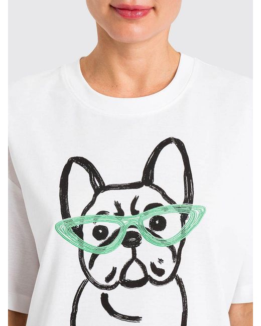Twinset White Cotton T-Shirt With Dog Print