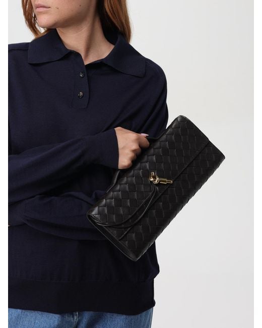 Bottega Veneta Black Andiamo Intrecciato Nappa Clutch