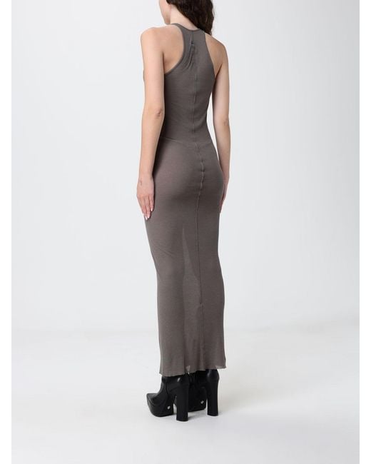 Rick Owens Gray Viscose And Silk Tank Dress