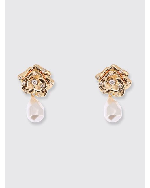 Self-Portrait White Brass Earrings With Synthetic Pearls And Rhinestones