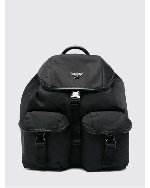 Emporio Armani Black Nylon Backpack for men