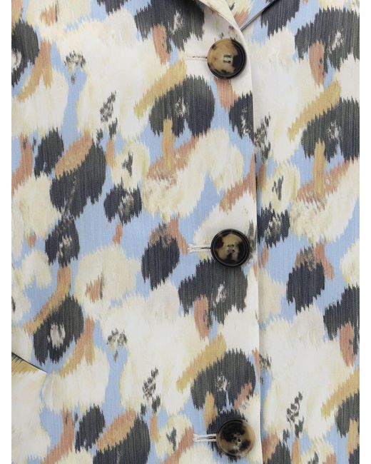 Marni Blue Duchesse Coat With Abstract Pattern