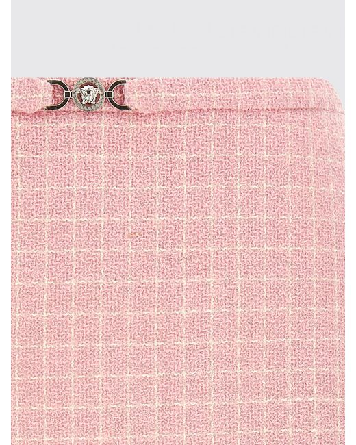 Versace Pink Virgin Wool Plaid Mini Skirt