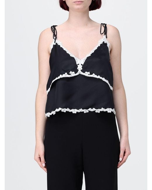 Pinko Blue Twill And Lace Top