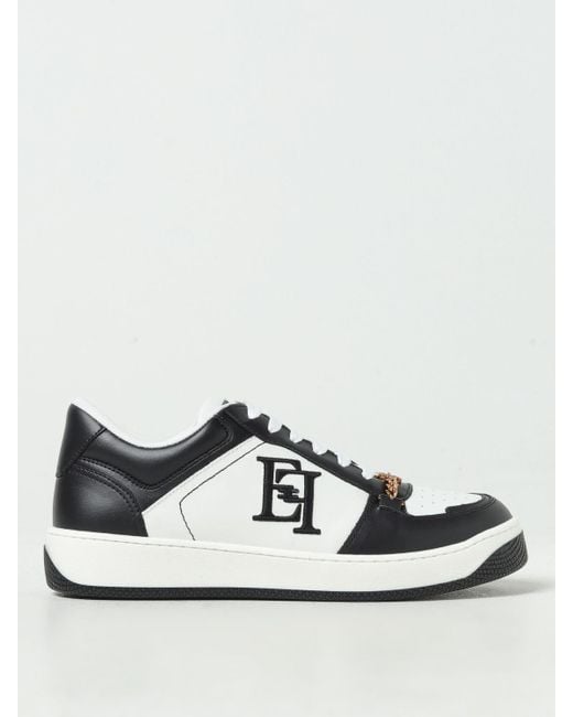 Zapatillas con logo bordado Elisabetta Franchi de color White