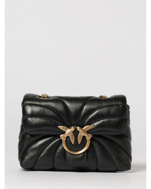 Pinko Black Love Bag Puff Mini Butterfly Matelassé Nappa Bag