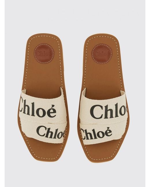 Chloé White ChloÉ Woody Canvas Slippers
