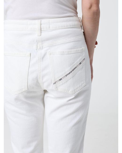 Elisabetta Franchi White Stretch Denim Slim Fit Jeans