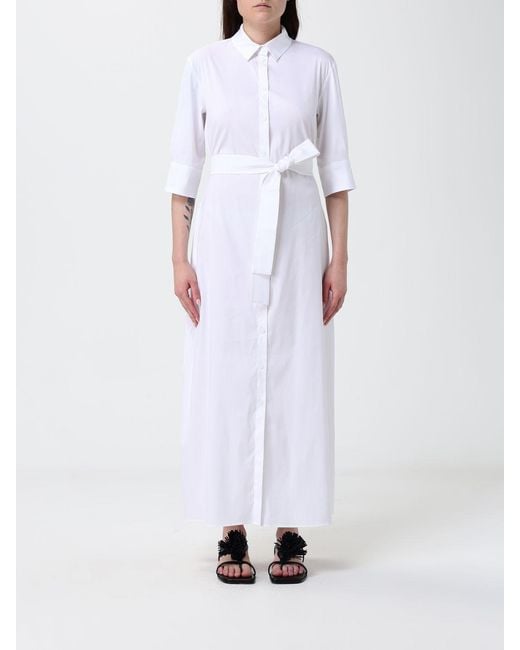 Max Mara White Cotton Blend Chemisier Dress
