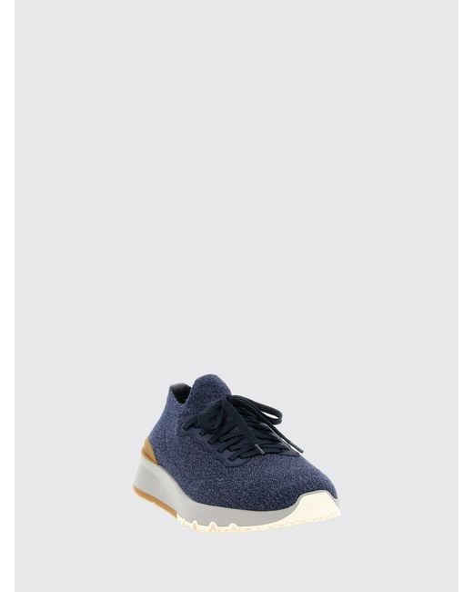 Brunello Cucinelli Blue Low-Top Knit Sneakers for men
