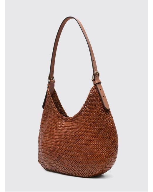 Dragon Diffusion Brown Mezza Luna Woven Leather Bag