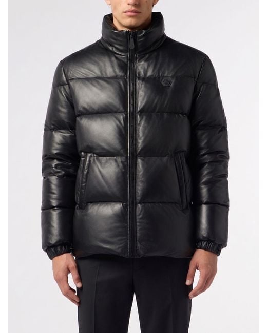 Philipp Plein Black Lambskin Down Jacket for men