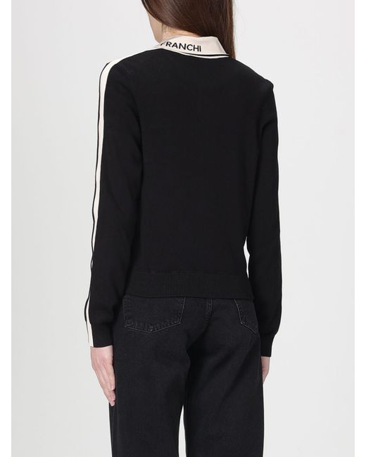 Elisabetta Franchi Black Logo Viscose Knit Polo Cardigan
