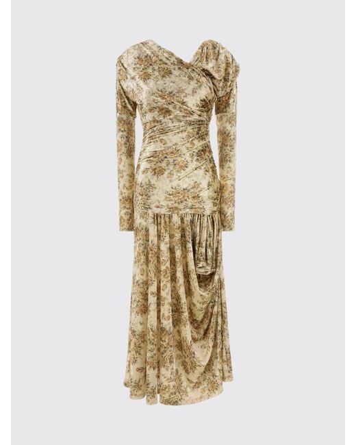 Ganni Natural Floral Print Recycled Crepe Long Dress