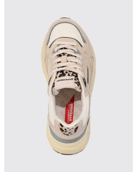Autry Natural Hyperway Two-Tone Leather And Mesh Sneakers With Cut-Out Logo