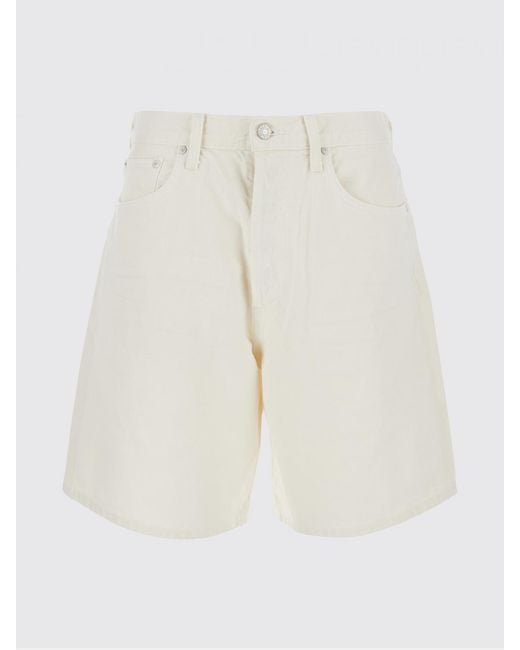 Agolde White Knee-Length 5-Pocket Cotton Denim Shorts