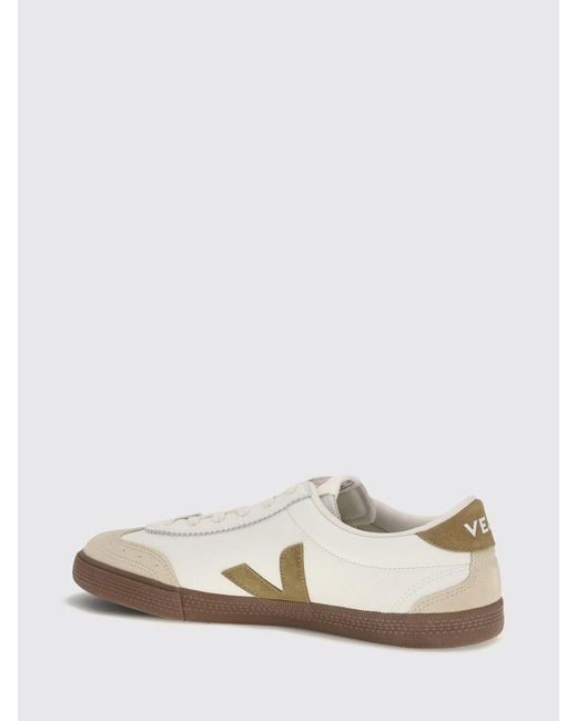 Veja White Volley Sustainable O.T. Leather Sneakers With Contrast Logo for men