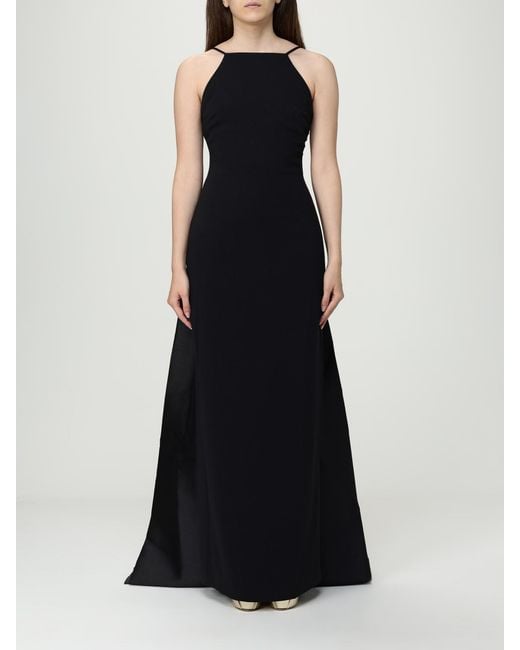 Solace London Black Elegant Halter Neck Evening Gown Classic Formal Dress