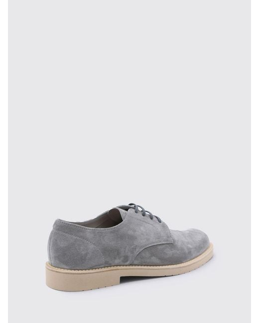 Brunello Cucinelli White Suede Derby Shoes for men