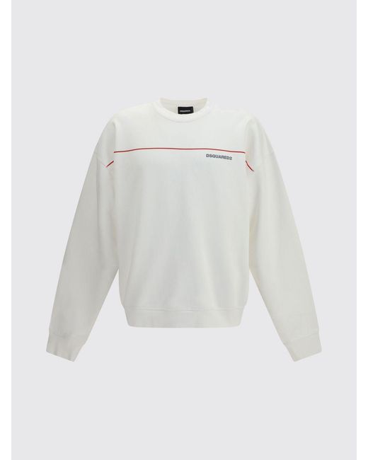 Sudadera De Algodón Con Estampado De Logo DSquared² de hombre de color White