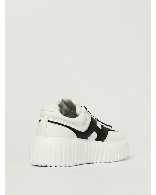 Hogan White H-Stripes Leather Sneakers