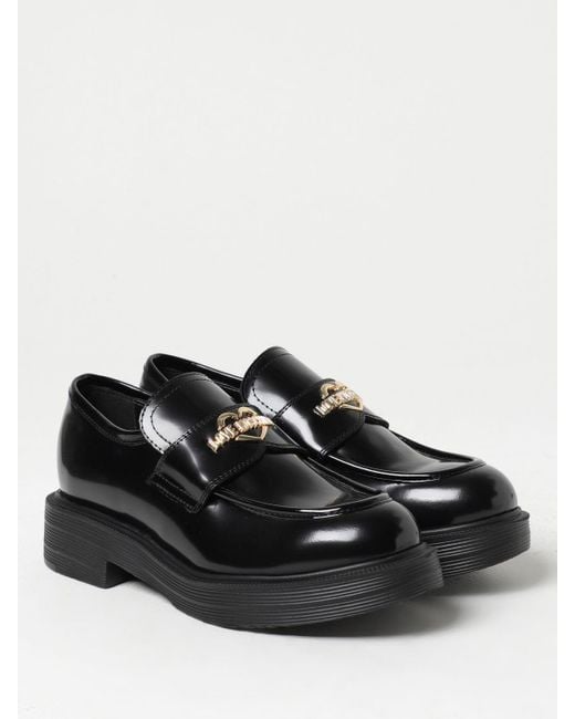 Love Moschino Black Moccasins In Brushed Leather