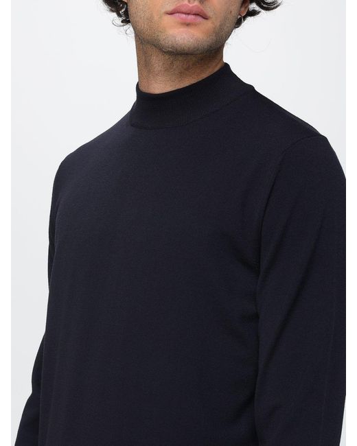 Zanone Blue Crew Neck Wool Blend Jumper With Long Sleeves for men