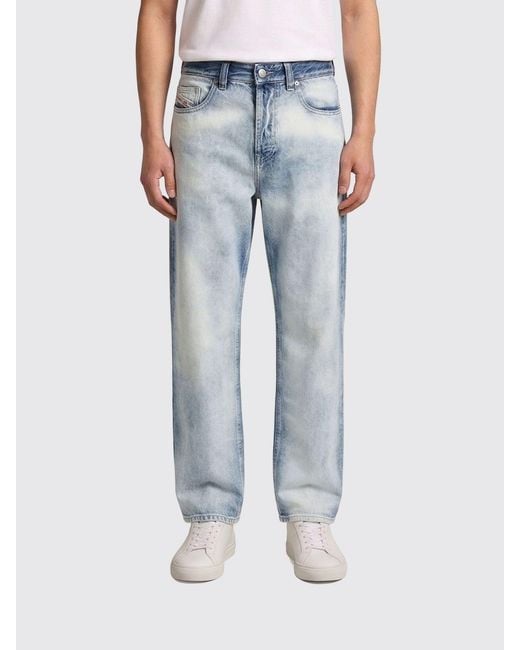DIESEL Blue D-Macro Cotton Denim Jeans for men