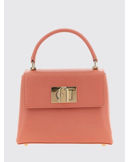 Furla Pink 1927 Mini Grained Leather Top Handle Bag With Removable Strap