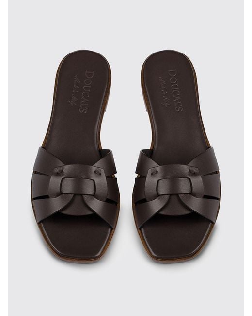 Doucal's Brown Leather Mules