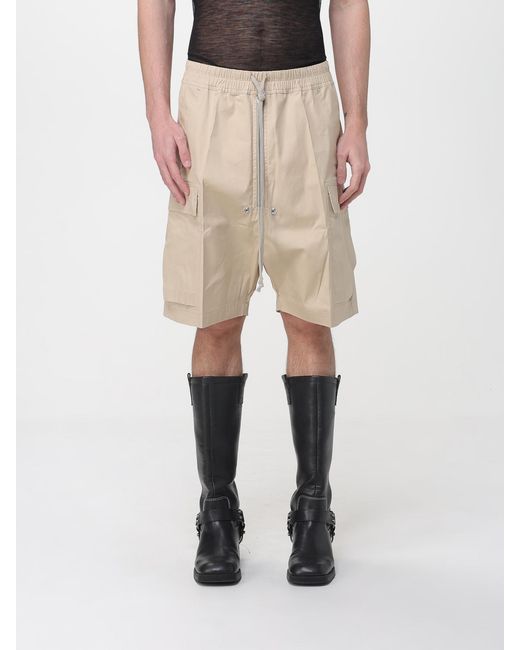 Rick Owens Natural Cotton Cargo Shorts for men